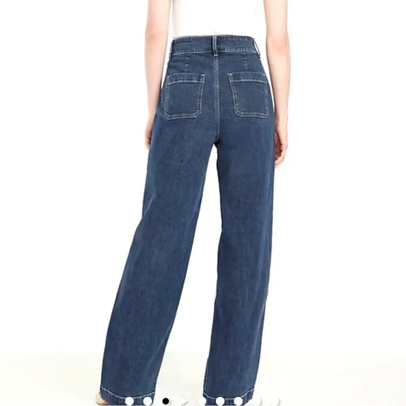 Old Navy Extra High-Rise Sky-hi Wide-Leg Jeans Plus size 16P Dark Wash NWOT - Picture 13 of 13